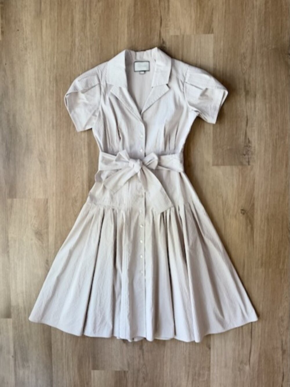 Alexis Striped Midi Shirt Dress Belted L EUC *runs small